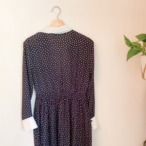 Zara Navy and polka dot shirt dress